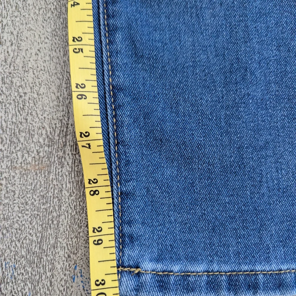 Women’s Blue Distressed Patchwork Jeans with Pink Accents Size M - Picture 15 of 16